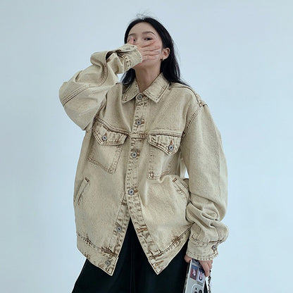 【アウター】アメリカンヴィンテージ風 ヴィンテージ加工 ショートデニムジャケット レディース【FCシリーズ】