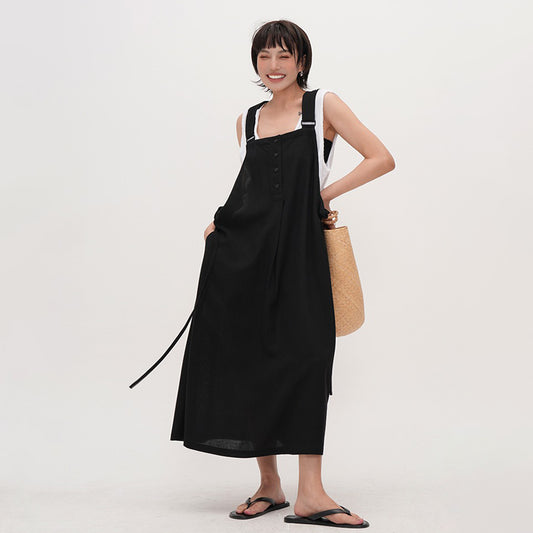 【ワンピース】夏新作 ガーリー気分満点 ゆったりシルエット ジャンパースカート風ノースリーブワンピース【JZシリーズ】