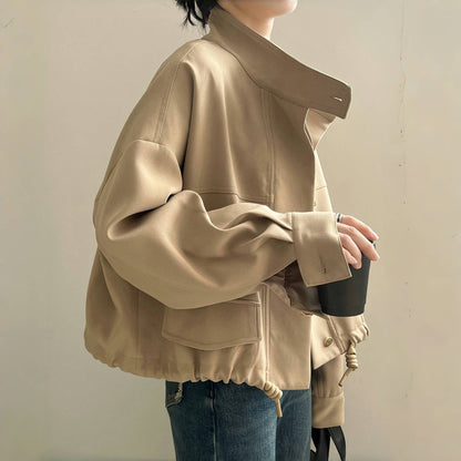 【24AW】【アウター】スタンドカラー  ルーズ  ショート ジャケット