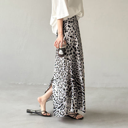 【ボトムス】夏新作 ハイウエスト 美脚効果 ヒョウ柄 スリット入り タイトスカート【JZシリーズ】【SHシリーズ】