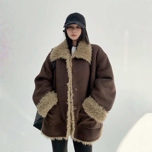 【アウター】春 秋 冬 ムートン調 リバーシブル仕様 ボア 保温 ヴィンテージ風 ジャケット 【FCシリーズ】