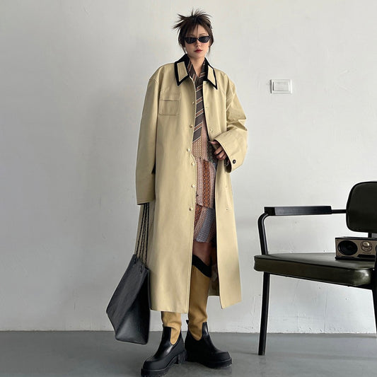 【アウター】春秋新作 INS風 ミドル丈 デザイン感 不規則 カーキ トレンチコート レディース【FCシリーズ】
