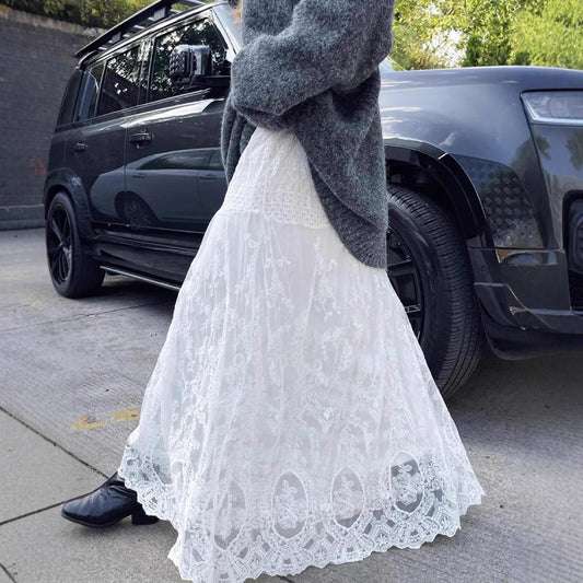 【ボトムス】春 秋 冬 レース  ハイウエストフェミニン スカート 【JZシリーズ】