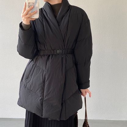 【アウター】防寒 ダウンコート ウエストマーク ロング丈 気質 レディース 冬【JZシリーズ】