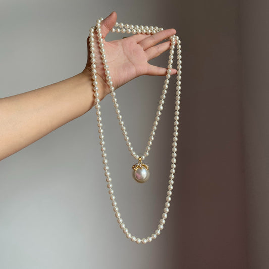 【🎁 B2G1｜先行スタート！】【グッズ】ヴィンテージ風ロングパールネックレス｜軽奢・高級感｜韓国・日本風シンプルエレガントレディースアクセ