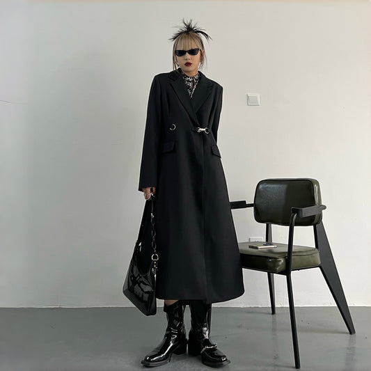 【アウター】デザイン性 新作 スリム メタルボタン ロング スーツジャケット コート【FCシリーズ】