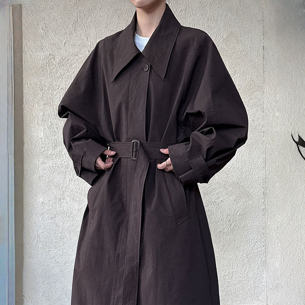 【アウター】春 秋 冬 ベルト付き スリム見え テーラードカラー トレンチコート 【JZシリーズ】