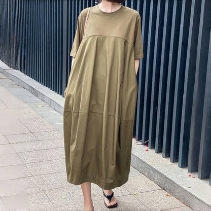 【ワンピース】夏 切り替え ラウンドネック バルーンスカート 半袖 ワンピース 【JZシリーズ】