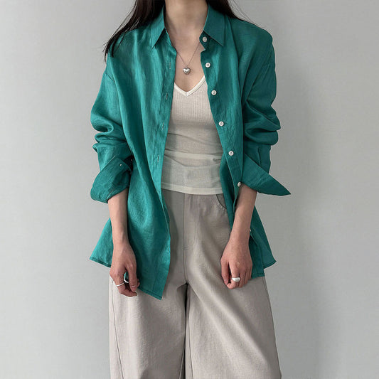 【トップス】ラミー長袖シャツ レディース 2026夏 新作 重ね着 UVカット【JZシリーズ】