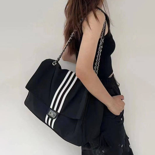 【バッグ】キャンバス チェーン トートバッグ レディース 2026夏 大容量 ショルダーバッグ 斜めがけ フレンチ風 上品 カジュアル