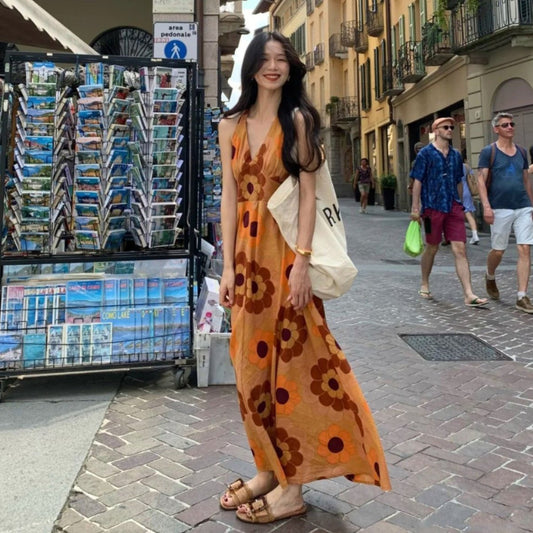 【ワンピース】沖縄旅行 ノースリーブ リゾートワンピース レディース 夏 花柄 キャミワンピース ボヘミアン ビーチコーデ【SHシリーズ】