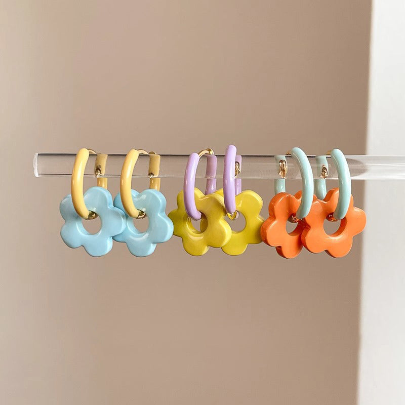 【🎁 B2G1｜先行スタート！】【グッズ】S925シルバー×ドーパミンカラー フラワーピアス｜可愛く甘く華やかに咲く花モチーフ