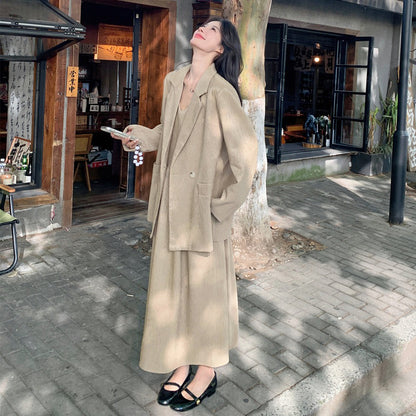 2点セット！【セットアップ】大人女性向け ジャケット＋ノースリーブワンピース セットアップ レディース 春秋 トレンド 高級感 おしゃれ映え【JZシリーズ】