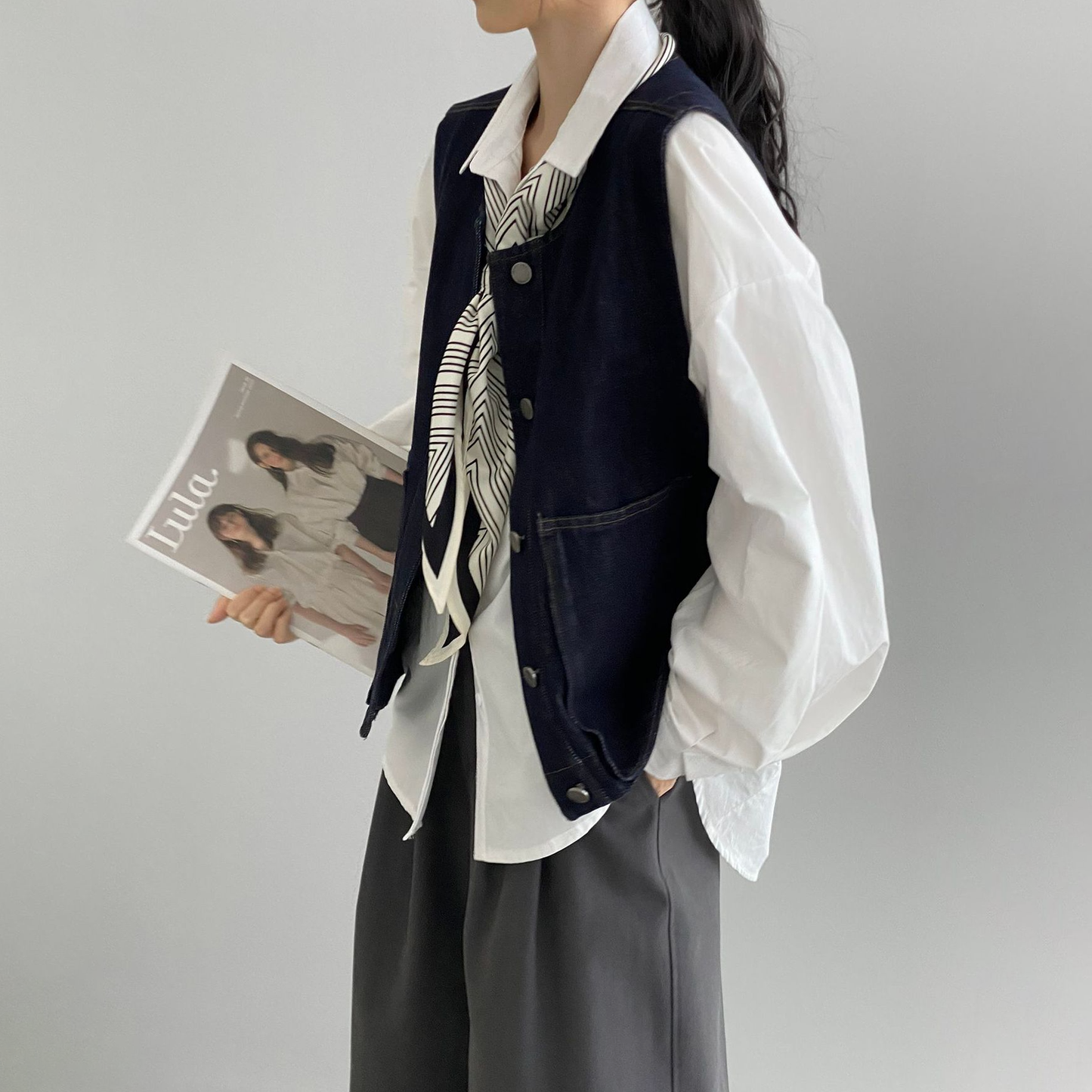 【トップス】レイヤードコーデ 秋 ヴィンテージデニムベスト レディース ポケット付き ゆったり カジュアル着回し ベストジャケット【JZシリーズ】