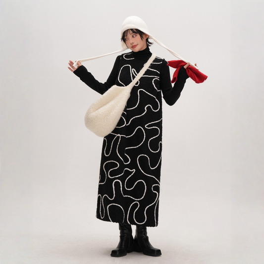 【ワンピース】ブラックライン Vネック ゆるリラックス ノースリーブ ワンピース 【JZシリーズ】