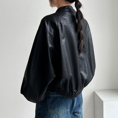 【アウター】韓系ハイエンド感 バイカージャケット レディース 秋新作 ゆったりショート丈 PUレザージャケット【SNシリーズ】