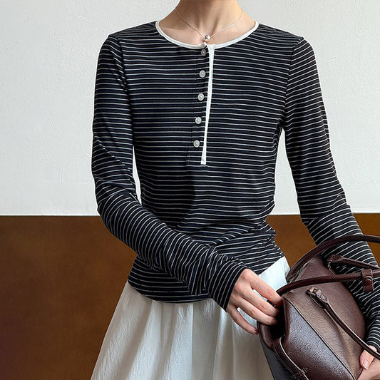 【トップス】初秋新作 テンセル ニットTシャツ レディース おしゃれ 細身 ラウンドネック パイピングデザイン【JZシリーズ】