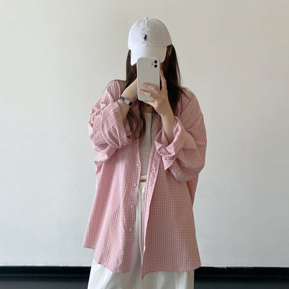 【トップス】チェックシャツ レディース 夏 ビッグサイズ ルーズシルエット UVカット 長袖 カジュアル トップス 通勤 ゆったり 人気【FCシリーズ】