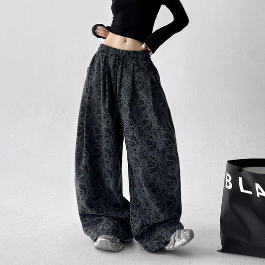 【ボトムス】春 秋 夏 冬 ドローストリング 細見え ジャカード パンツ 【FCシリーズ】