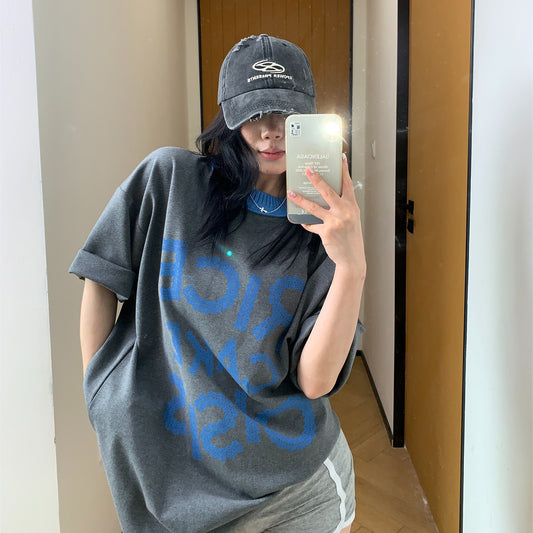 【トップス】ネックライン バイカラー レース フリル プリント Ｔシャツ【FCシリーズ】