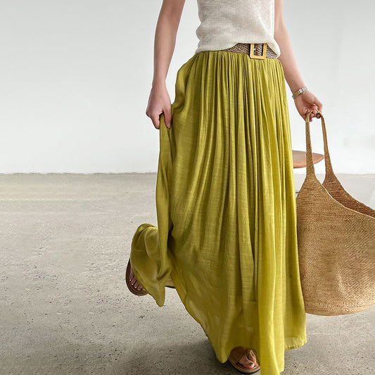 ベルト付き！【ボトムス】夏新作 リゾート感たっぷり 柔らか素材 無地 Aライン フレアスカート 【SNシリーズ】