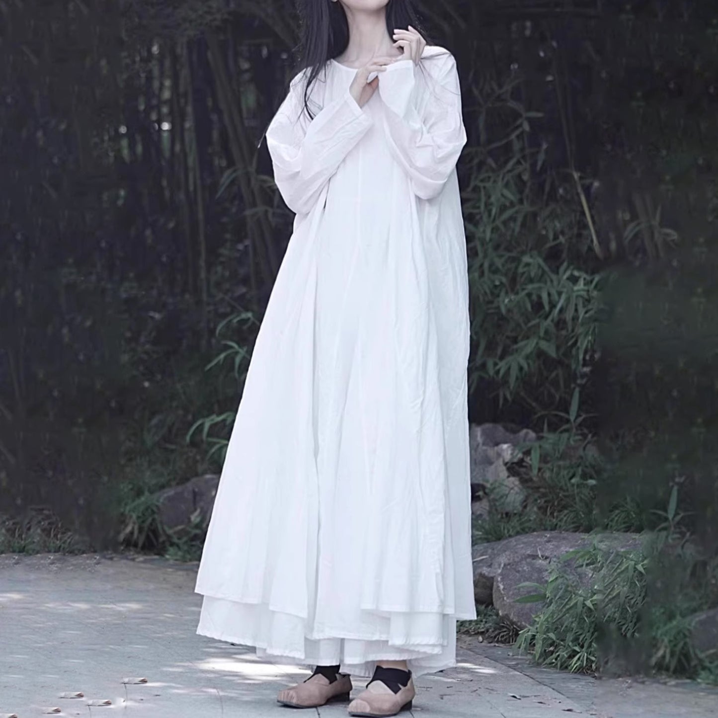 【ワンピース】新作 シンプルで洗練された コットン 長袖ワンピース【AHシリーズ】