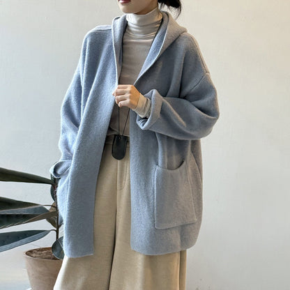 5カラー【アウター】秋冬新作 フード付き ニットカーディガン レディース ゆったり 高見え ルーズ【JZシリーズ】