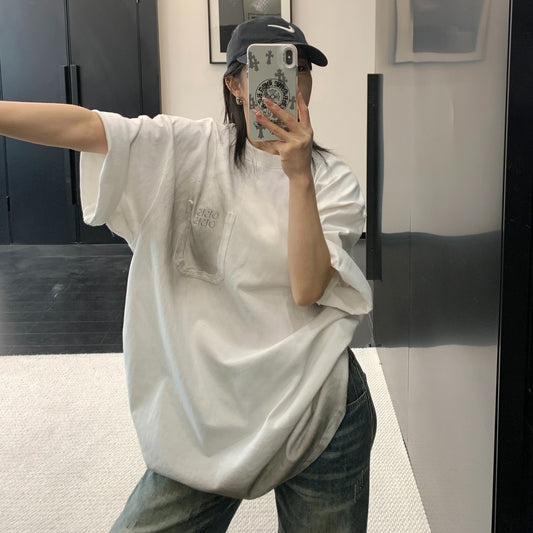 【トップス】ゆるっとアメリカンレトロ ヘビーウェイトTシャツ コットン半袖 オーバーサイズ 脱力系カジュアル【FCシリーズ】