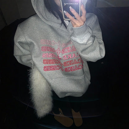 【トップス】裏起毛 刺繍 3D立体 春 秋 冬 フード付き パーカー 【FCシリーズ】