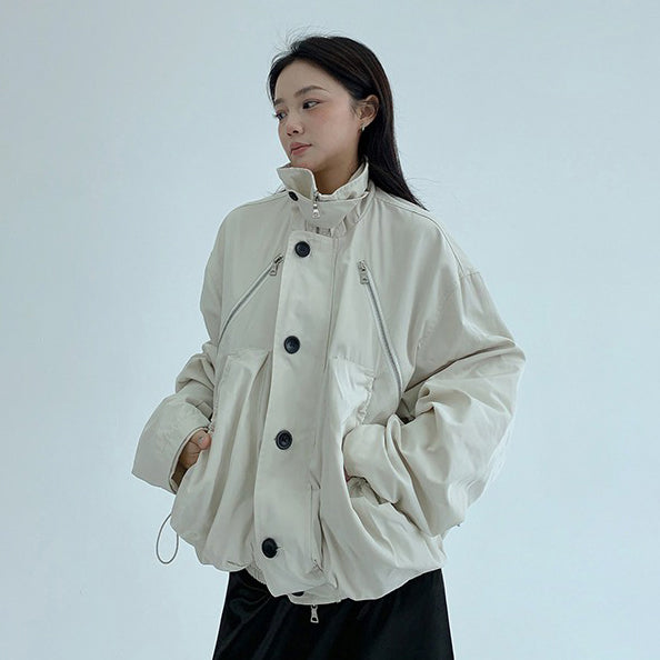 【アウター】アメリカンヴィンテージ風 小众デザイン 機能性ショート立ち襟ジャケット【FCシリーズ】