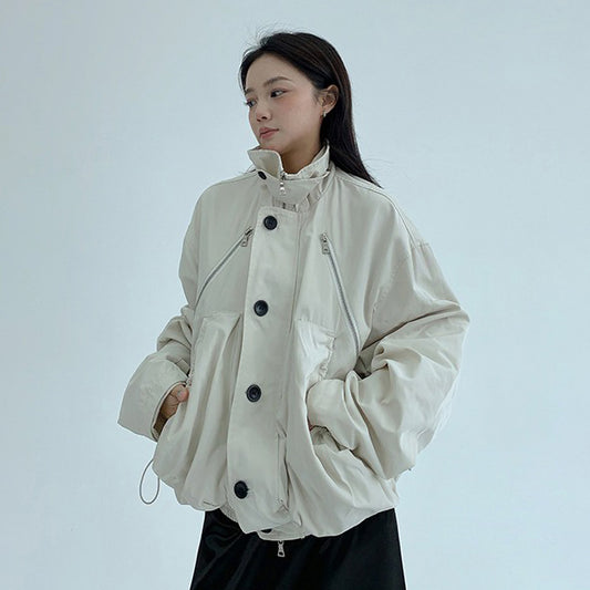 【アウター】アメリカンヴィンテージ風 小众デザイン 機能性ショート立ち襟ジャケット【FCシリーズ】