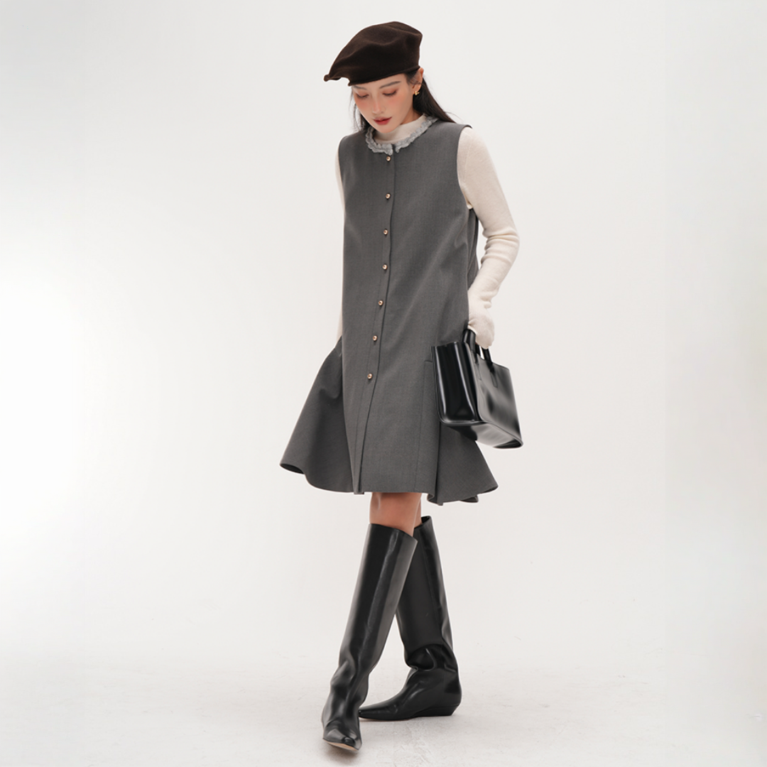 【ワンピース】春 秋 冬 プレッピースタイル  レディ風 ベスト型 ノースリーブ ワンピース 【JZシリーズ】