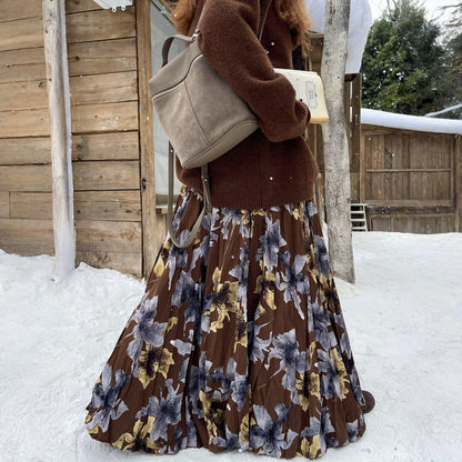 【ボトムス】春 秋 冬 レトロ 厚手 大振裾 スカート 【SHシリーズ】