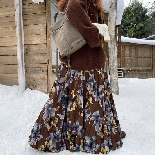 【ボトムス】春 秋 冬 レトロ 厚手 大振裾 スカート 【SHシリーズ】