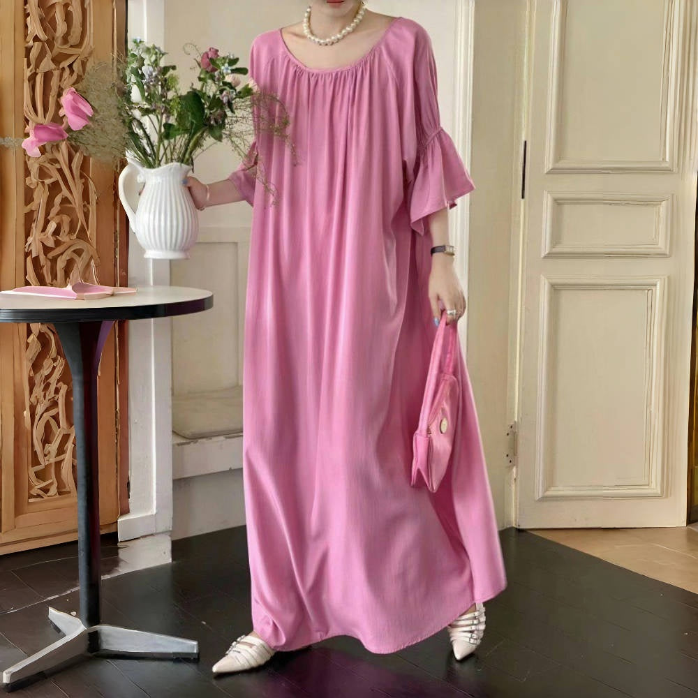 【ワンピース】夏 エレガント プラスサイズ 前後着用可能 半袖ワンピース