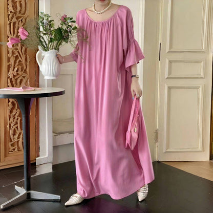 【ワンピース】夏 エレガント プラスサイズ 前後着用可能 半袖ワンピース