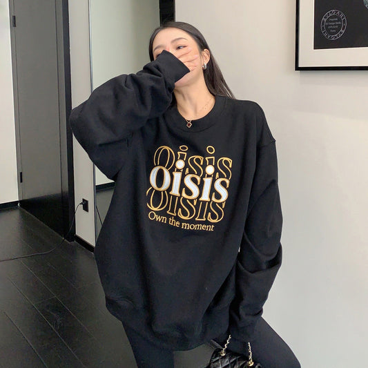 【トップス】ルーズ感 しっかり厚手 ロゴ刺繍 クルーネック スウェット レディース プルオーバー パーカー【FCシリーズ】