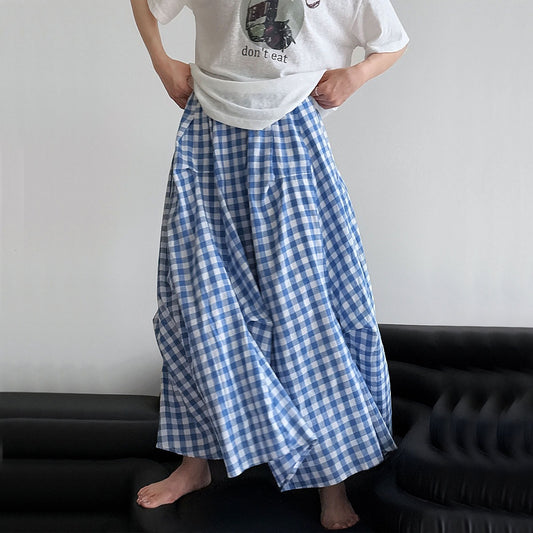 【ボトムス】夏 チェック柄 イレギュラー スカート 【JZシリーズ】