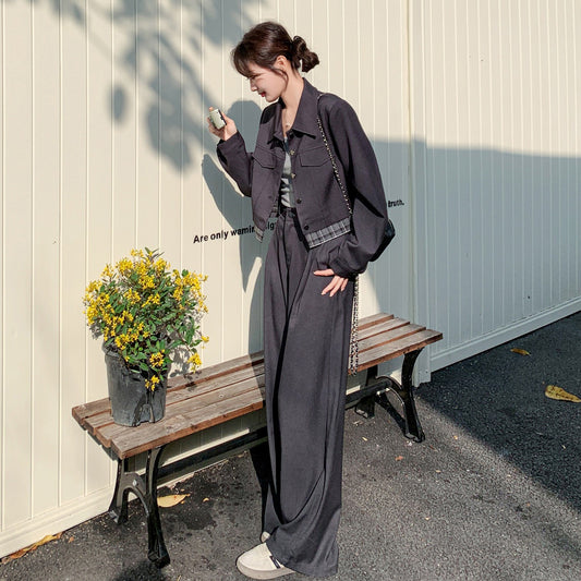 2点セット！【セットアップ】ミニマル デザイン 2点上下セット 春新作 ジャケット＆ワイドパンツ レディース【JZシリーズ】