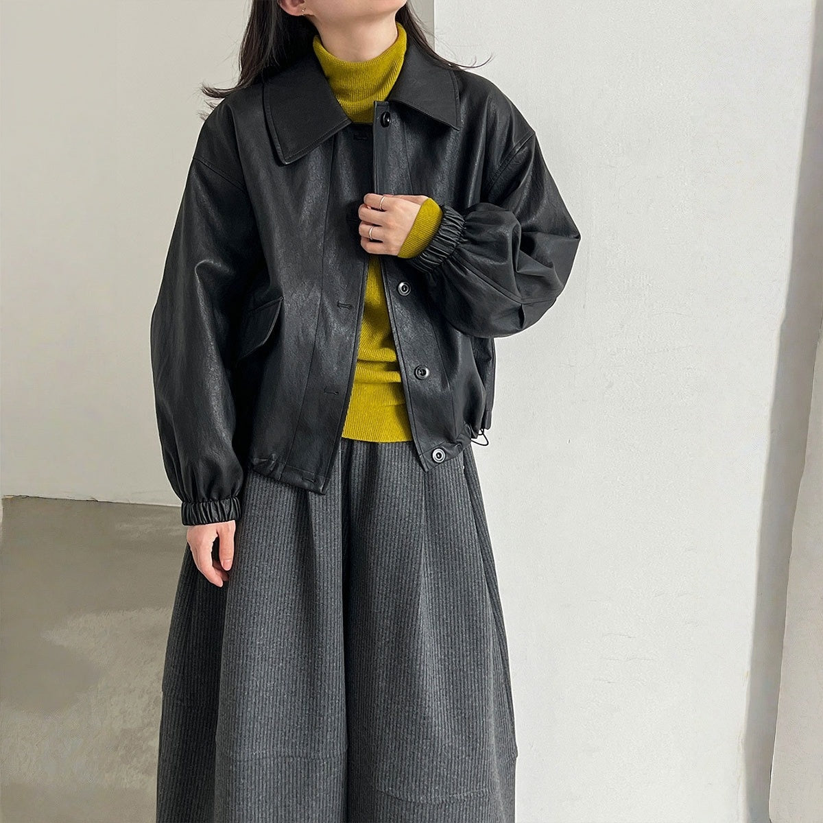 【アウター】ヴィンテージ風 バイカースタイル アシンメトリーポケット ジャケット  【JZシリーズ】