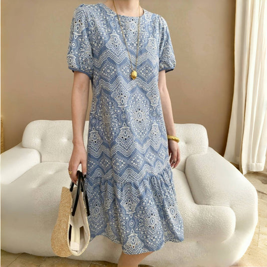 【ワンピース】夏 花柄 パフスリーブ 半袖 ワンピース 【SHシリーズ】