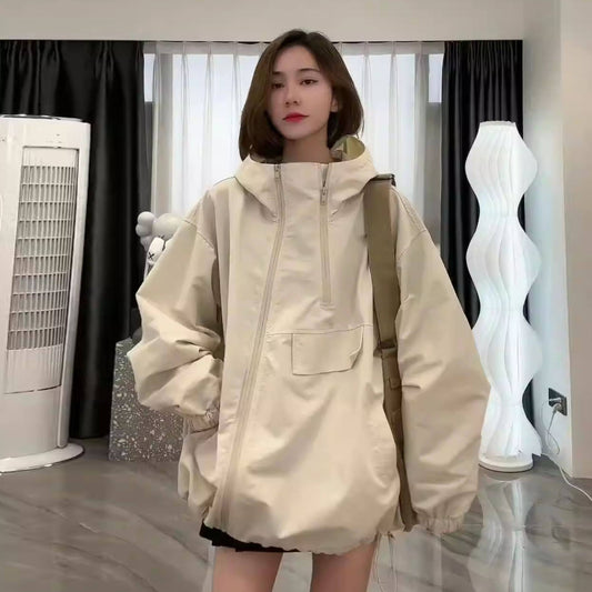 ❤ダブルジップで個性を演出【アウター】男女兼用 春新作 フード付きマウンテンパーカー  カジュアル ゆったりシルエット デザイン感 ジャケット 【FCシリーズ】