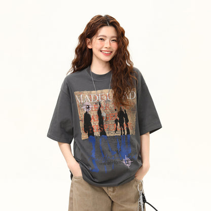 【トップス】ストリート系 グラフィティTシャツ 半袖 ゆったり 夏 ペアルック おしゃれ【FCシリーズ】