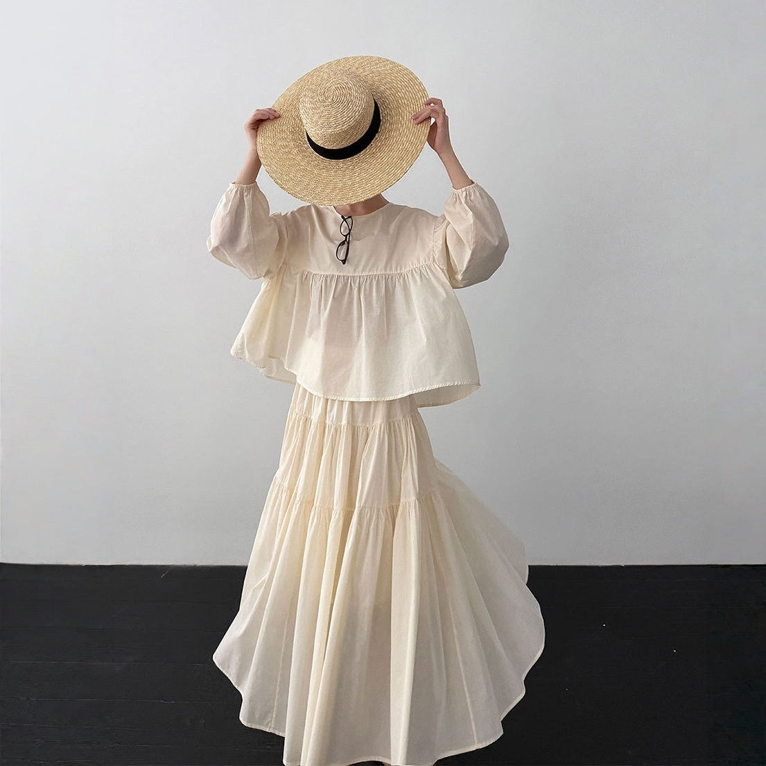 【セットアップ】スウィート ドール風ブラウス + フレアスカート 2点上下セット 【JZシリーズ】