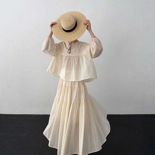 【セットアップ】スウィート ドール風ブラウス + フレアスカート 2点上下セット 【JZシリーズ】