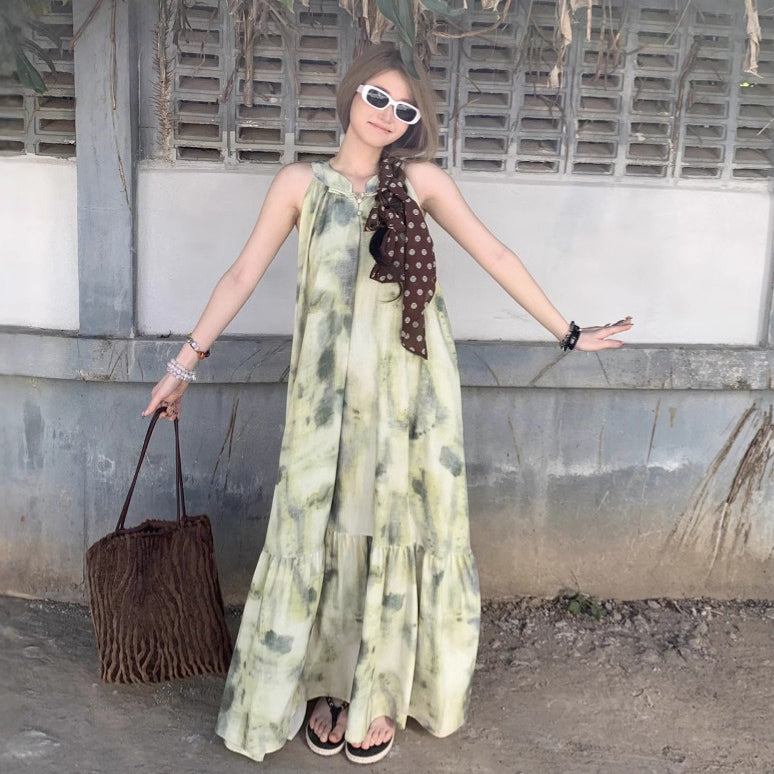 【ワンピース】夏 気質 個性派デザイン オトナ系 ネオチャイナ風 ハイネック ノースリーブワンピース【SHシリーズ】