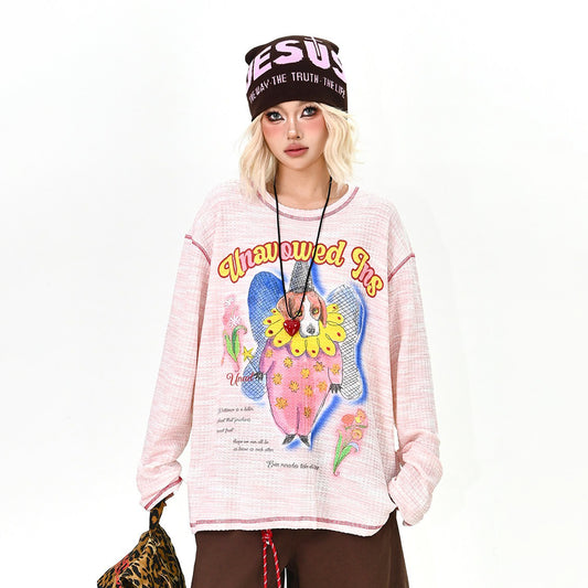 【トップス】ドーパミン アニメプリント 長袖Tシャツ オーバーサイズ ストリート系 ユニセックス【FCシリーズ】