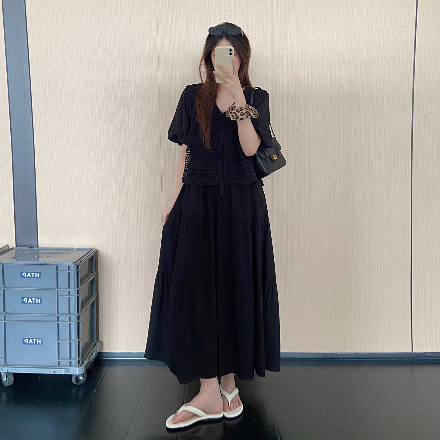 【ワンピース】切替デザインワンピース レディース 夏 半袖 ロング丈 シンプル 上品カジュアル リラックスコーデ【JZシリーズ】