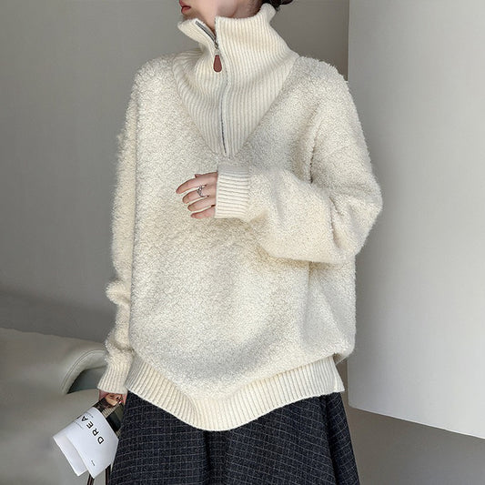 【トップス】ふわふわ ハイネック ニットセーター 冬新作 韓国INS風 ゆったり 高級感【JZシリーズ】