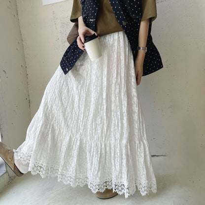 【ボトムス】 初秋新作 ロングスカート ふんわりフェミニン デザイン性 小众レース切り替えスカート